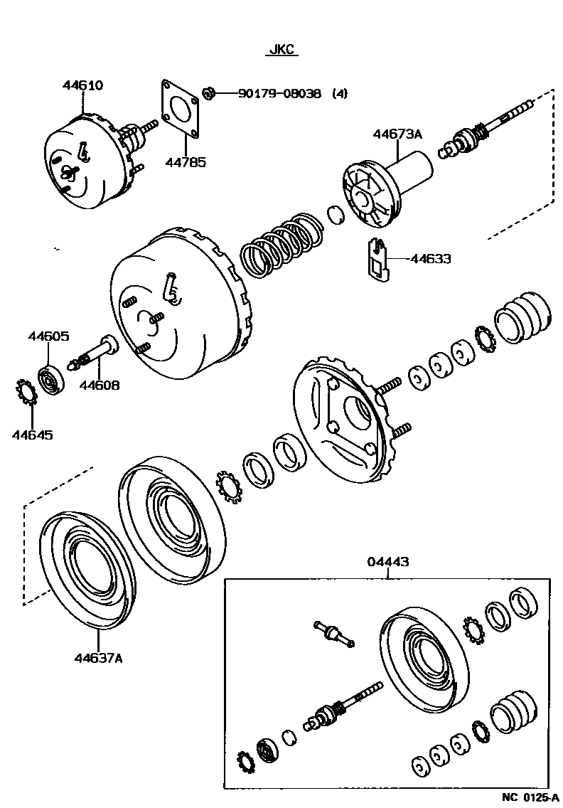 Toyota COROLLA 制动助力器和真空管 EPC diagram — NC0125A