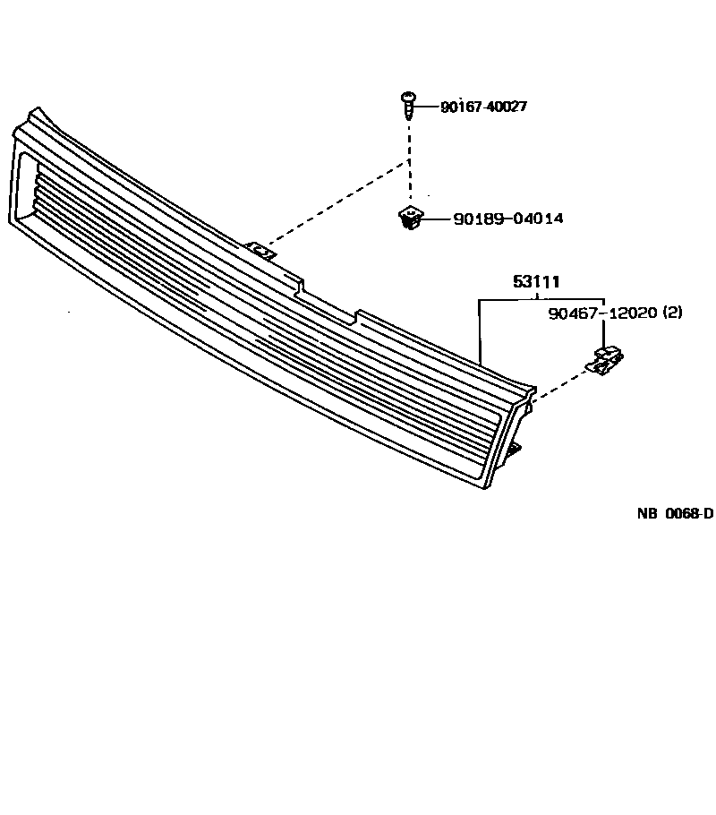 Toyota COROLLA radiator grille EPC diagram — NB0068D