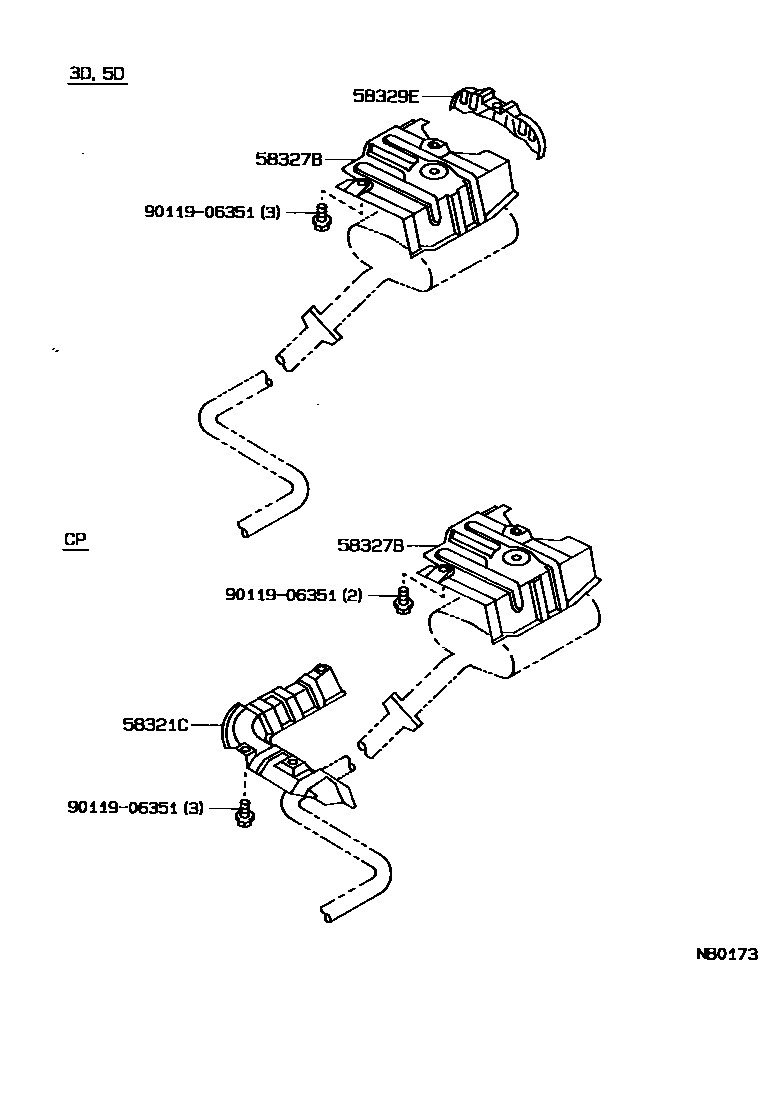 Toyota COROLLA 地板隔热垫 EPC diagram — NB0173