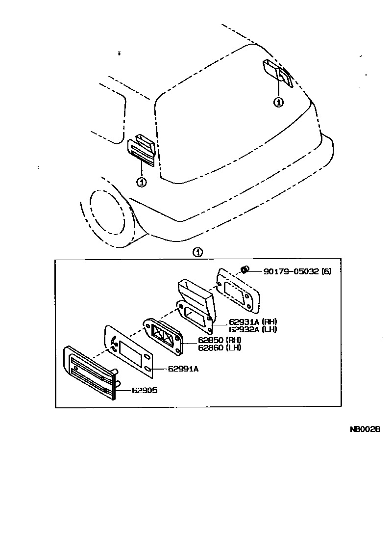 Toyota COROLLA 车侧通风装置 EPC diagram — NB0028