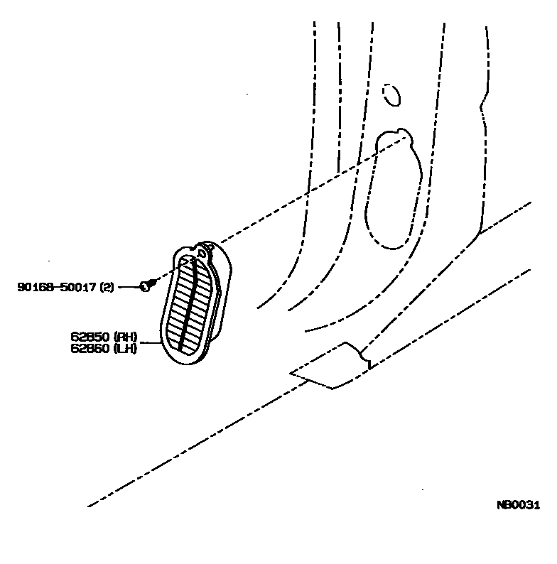 Toyota COROLLA 车侧通风装置 EPC diagram — NB0031