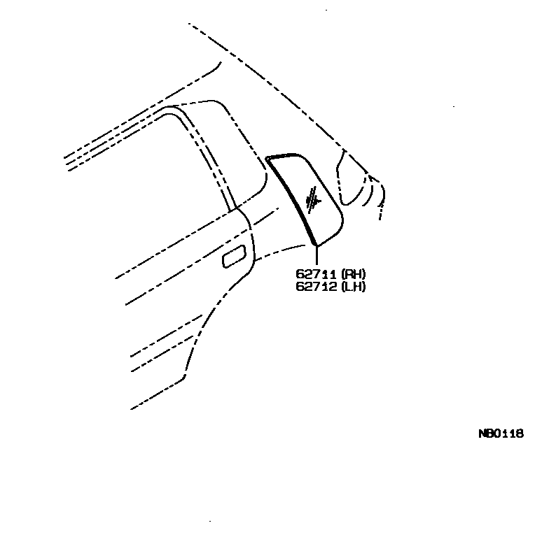 Toyota COROLLA 角窗 EPC diagram — NB0118