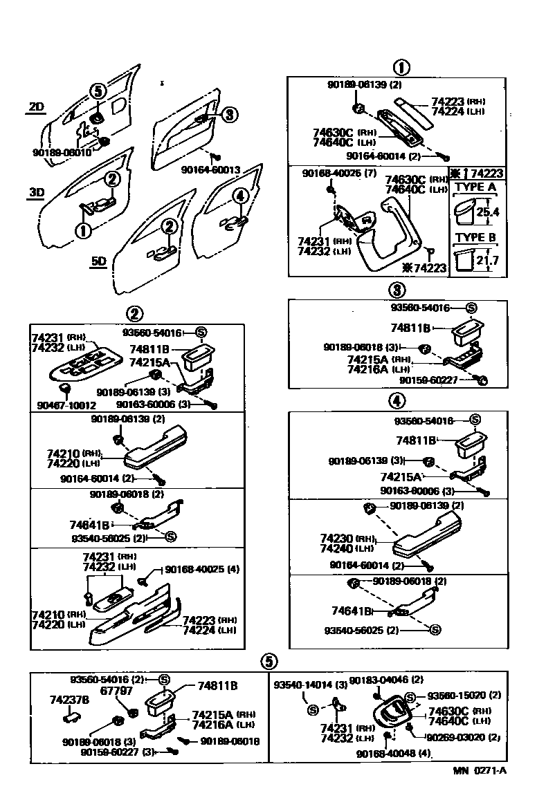 Toyota COROLLA 扶手和遮阳板 EPC diagram — MN0271A