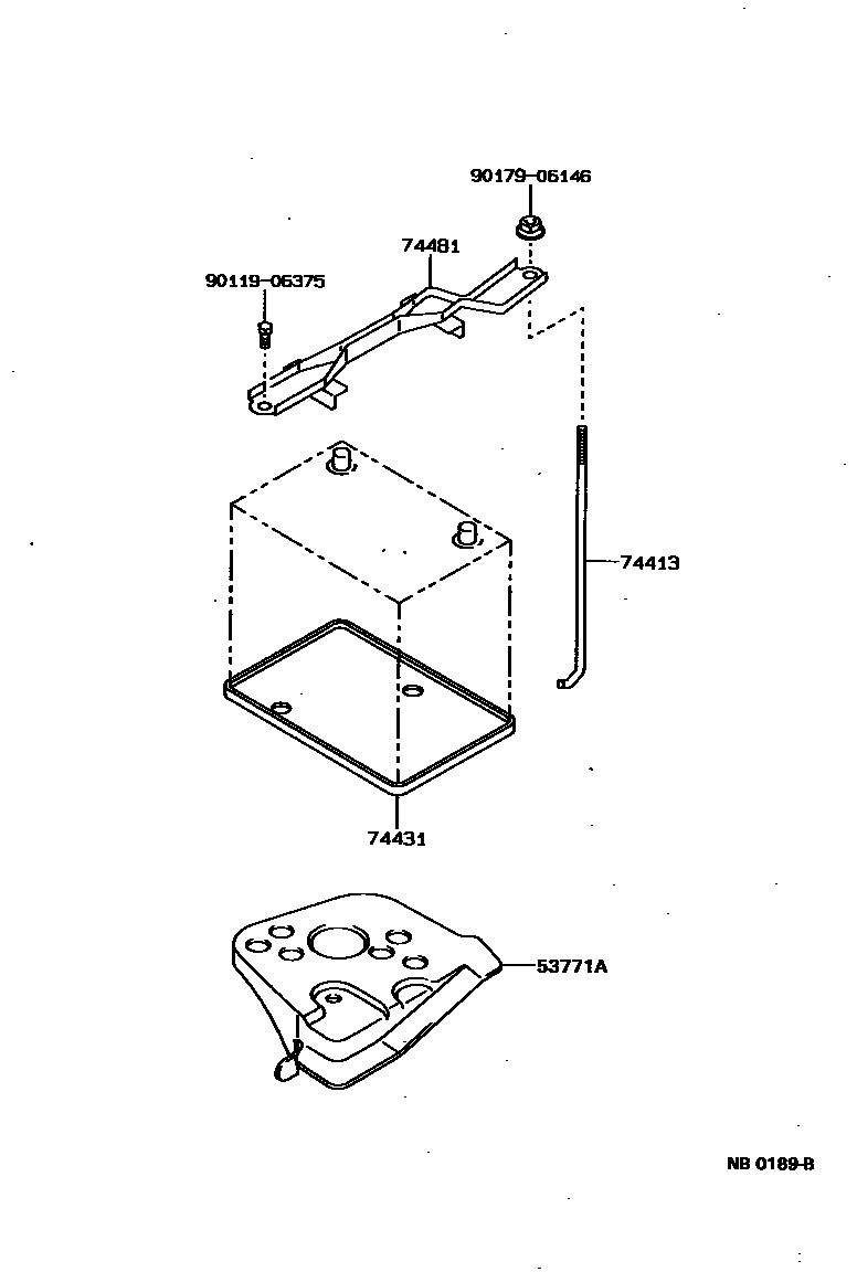 Toyota COROLLA battery holder EPC diagram — NB0189B