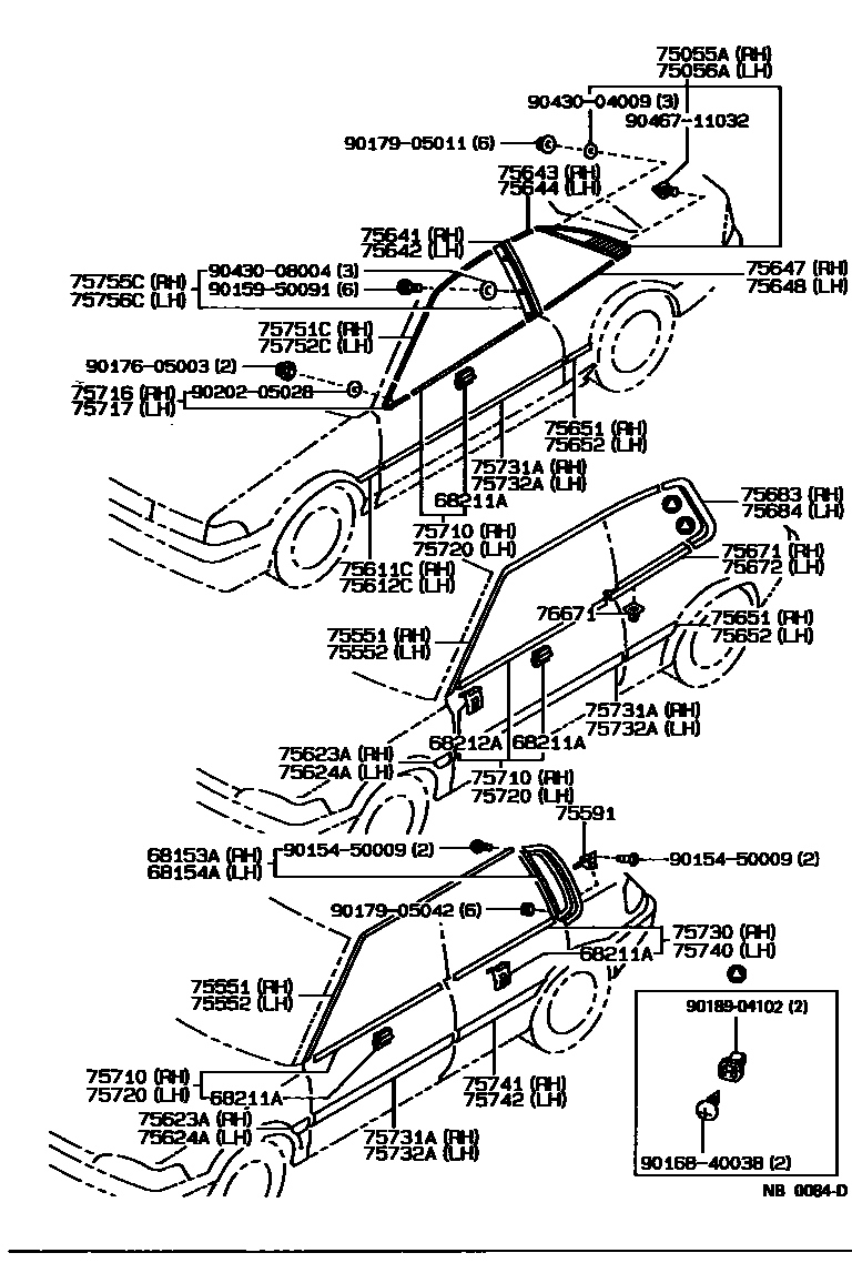 Toyota COROLLA 侧防护条 EPC diagram — NB0084D