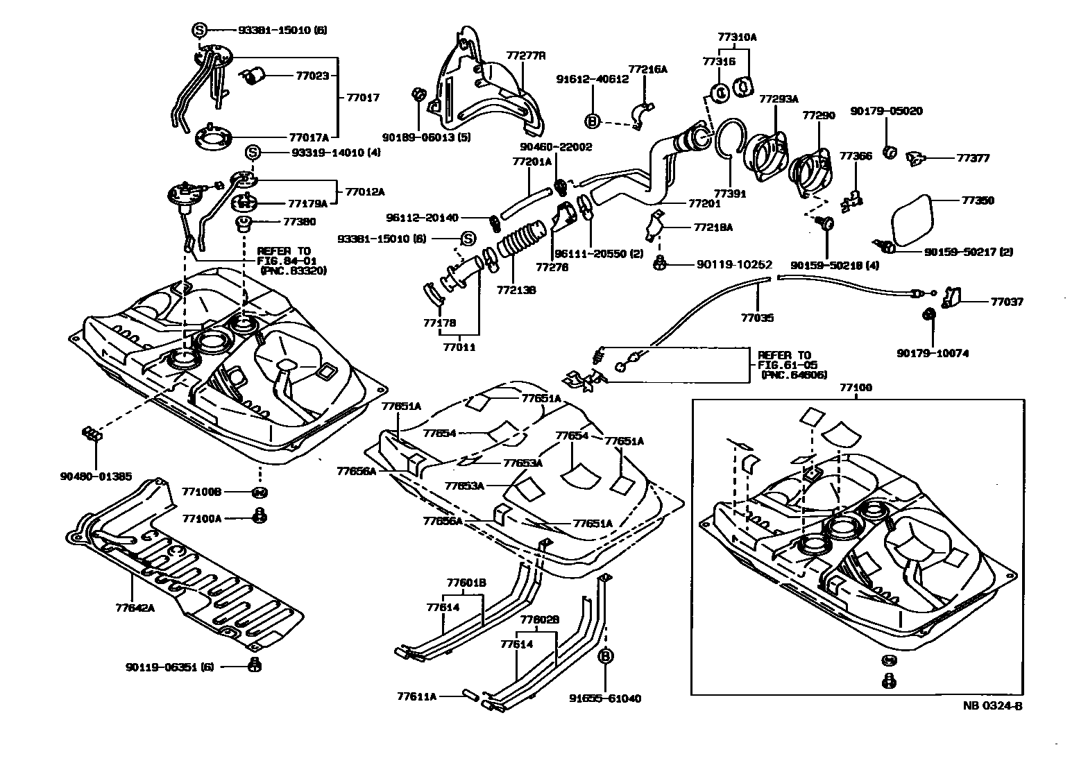 Toyota COROLLA 燃油箱和燃油管 EPC diagram — NB0324B