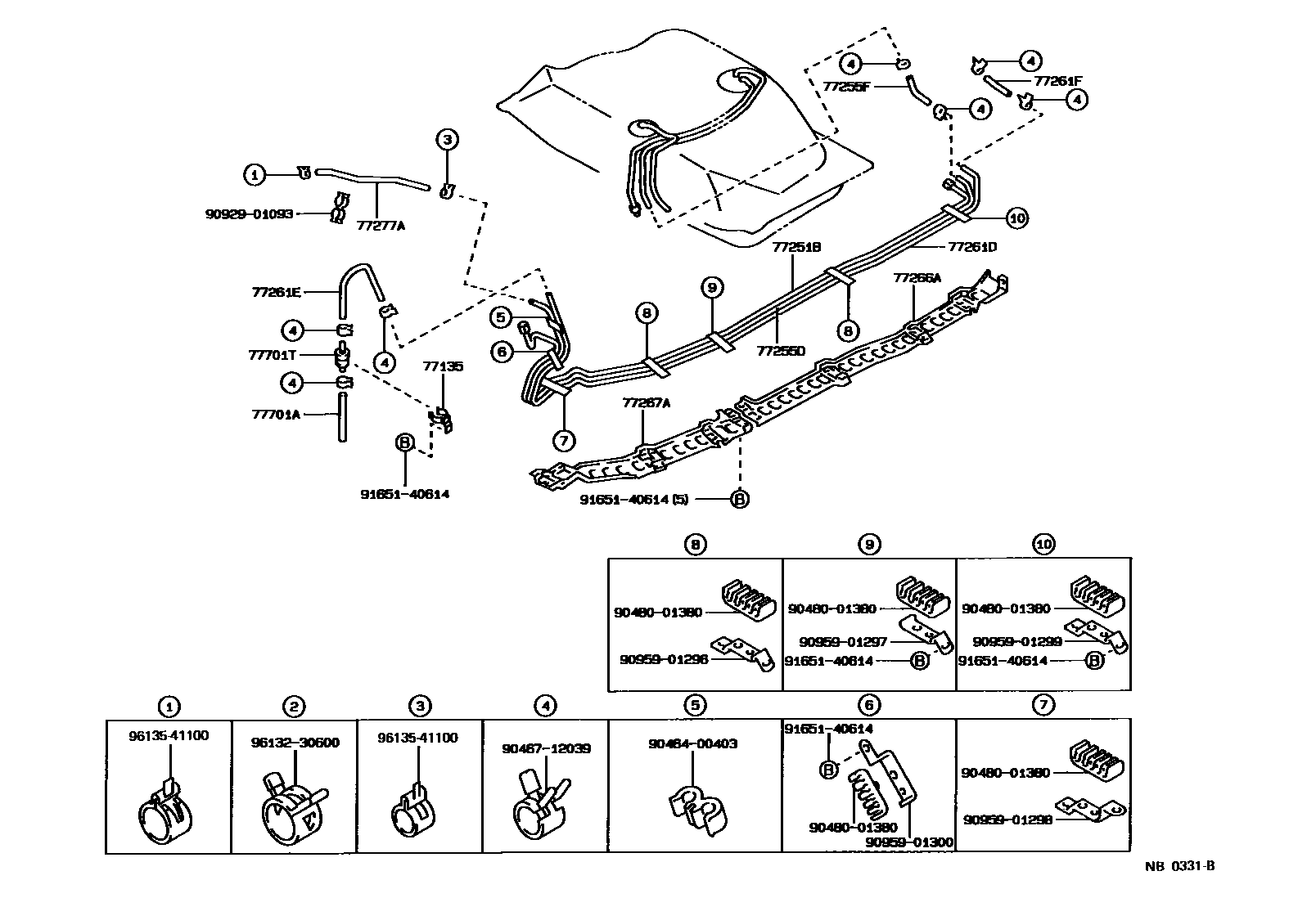Toyota COROLLA 燃油箱和燃油管 EPC diagram — NB0331B