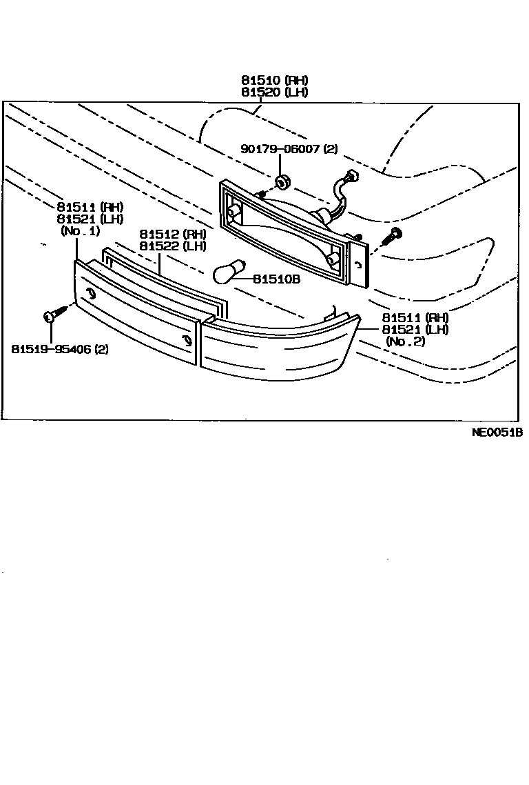 Toyota COROLLA 前转向灯 EPC diagram — NE0051B