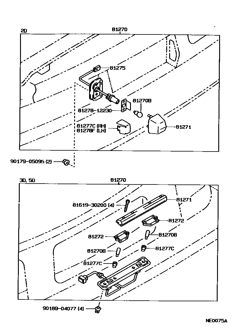 Toyota COROLLA 后牌照灯 EPC diagram — NE0075A