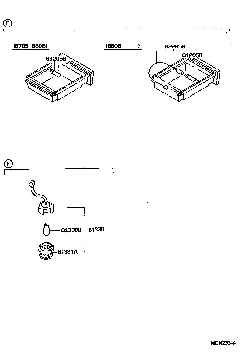 Toyota COROLLA 车内灯 EPC diagram — MEN233A