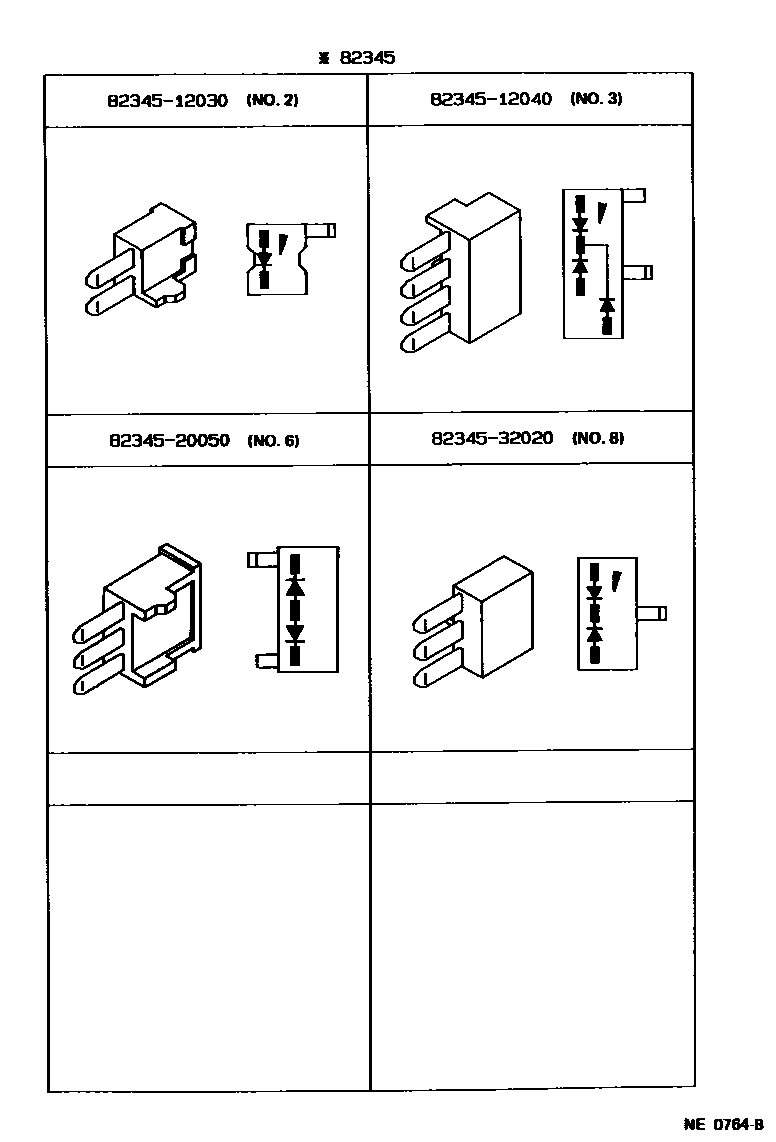 Toyota COROLLA 线束和卡夹 EPC diagram — NE0764B