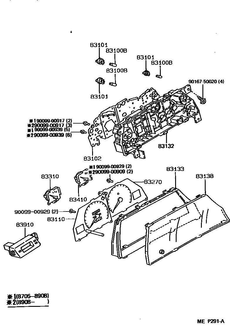 Toyota COROLLA 仪表 EPC diagram — MEP291A