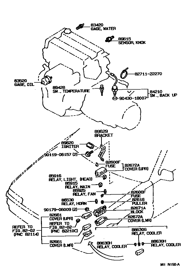 Toyota COROLLA 开关和继电器和ECU EPC diagram — MEN150A