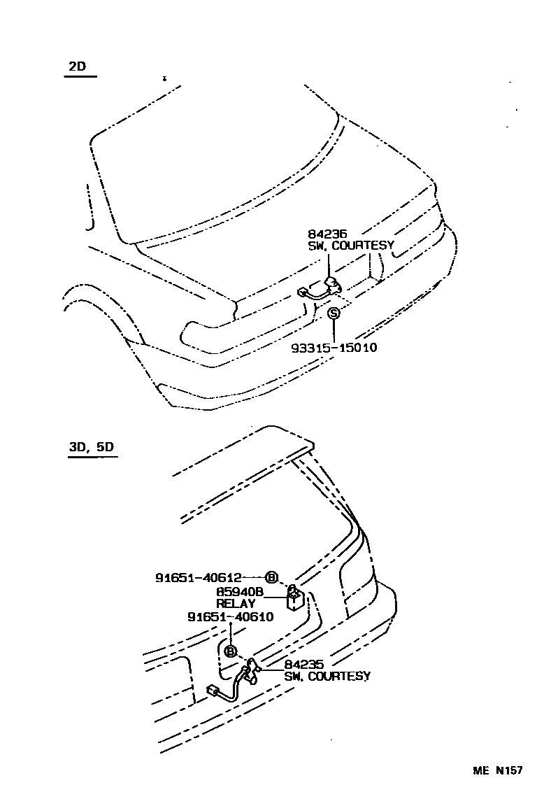 Toyota COROLLA 开关和继电器和ECU EPC diagram — MEN157
