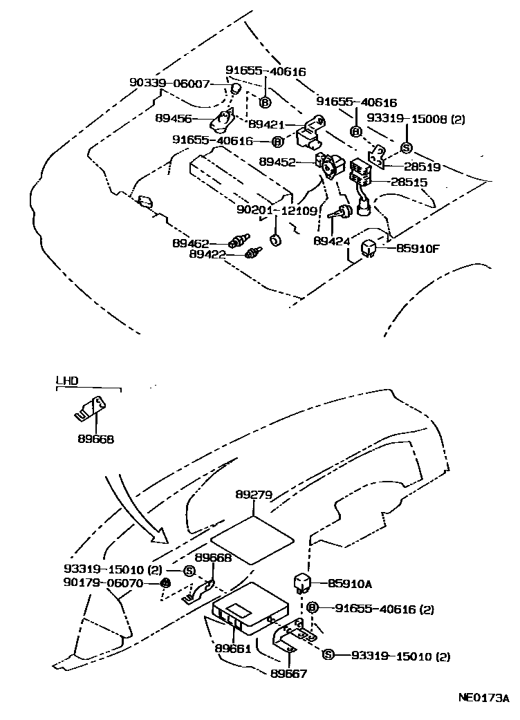 Toyota COROLLA 电子燃油喷射系统 EPC diagram — NE0173A