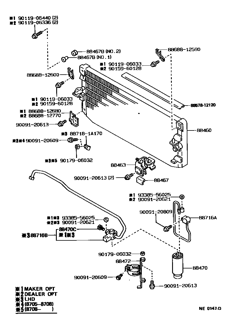 Toyota COROLLA Heating & Air Conditioning - Cooler Piping EPC diagram — NE0147D