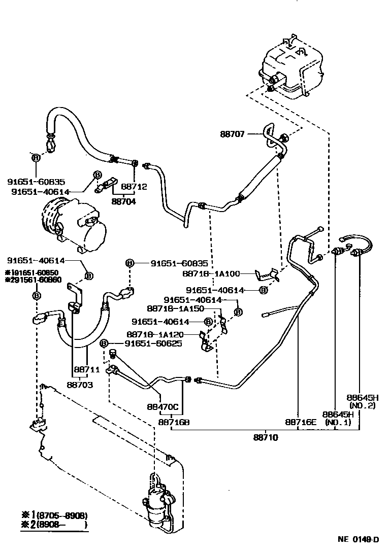 Toyota COROLLA Heating & Air Conditioning - Cooler Piping EPC diagram — NE0149D