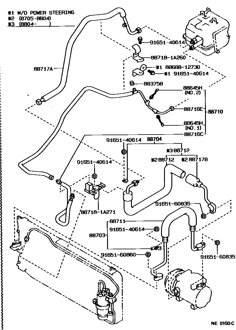 Toyota COROLLA Heating & Air Conditioning - Cooler Piping EPC diagram — NE0150C