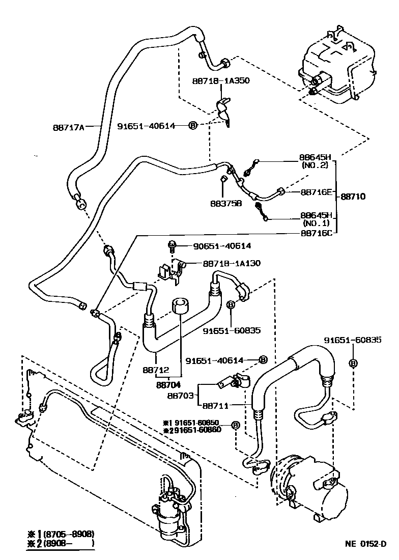 Toyota COROLLA Heating & Air Conditioning - Cooler Piping EPC diagram — NE0152D