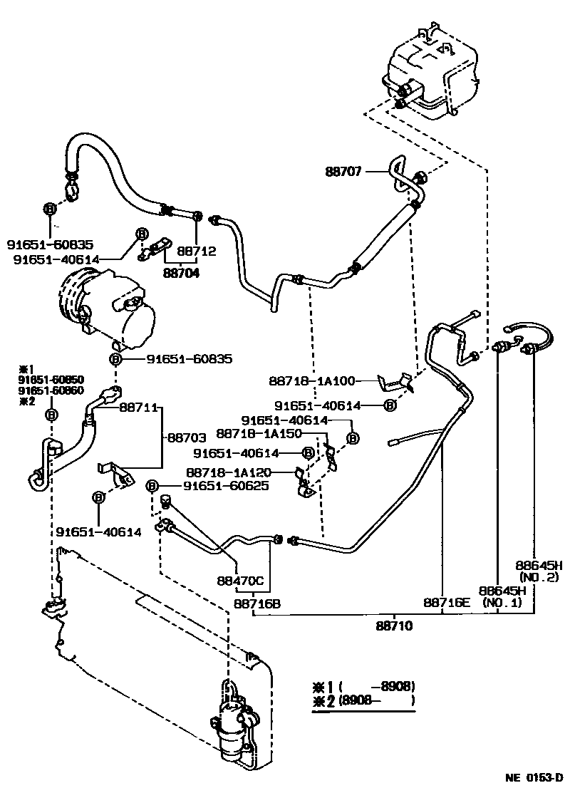 Toyota COROLLA Heating & Air Conditioning - Cooler Piping EPC diagram — NE0153D