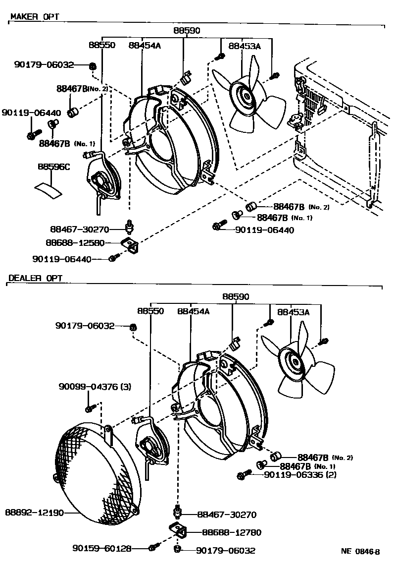 Toyota COROLLA Heating & Air Conditioning - Cooler Piping EPC diagram — NE0846B