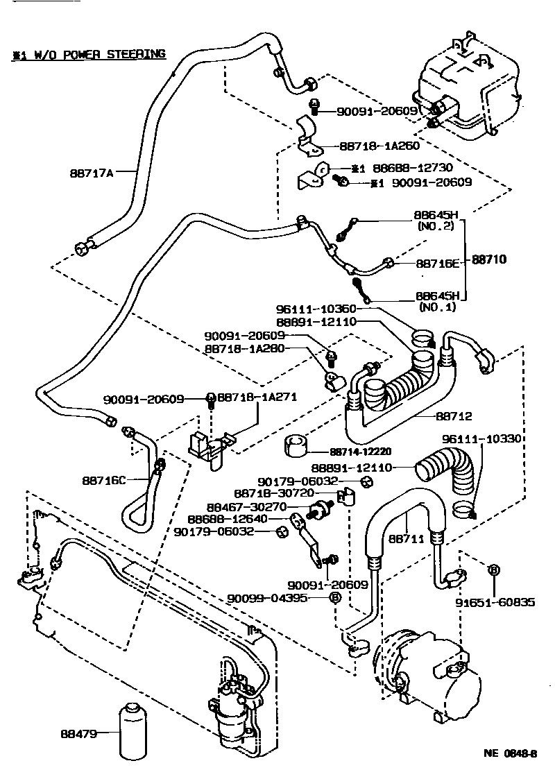 Toyota COROLLA Heating & Air Conditioning - Cooler Piping EPC diagram — NE0848B