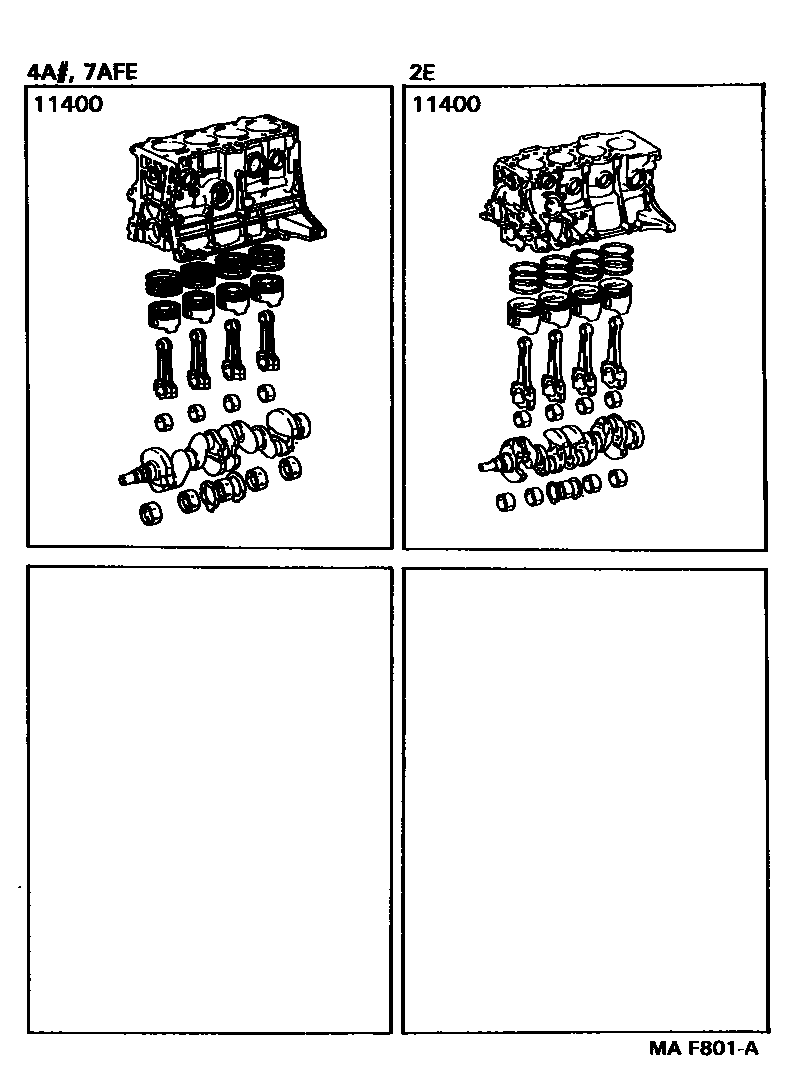 Toyota COROLLA Short Block Assembly EPC diagram — MAF801A