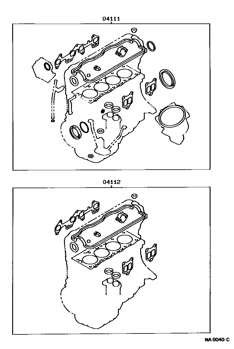 Toyota COROLLA Engine Overhaul Gasket Kit EPC diagram — NA0040C