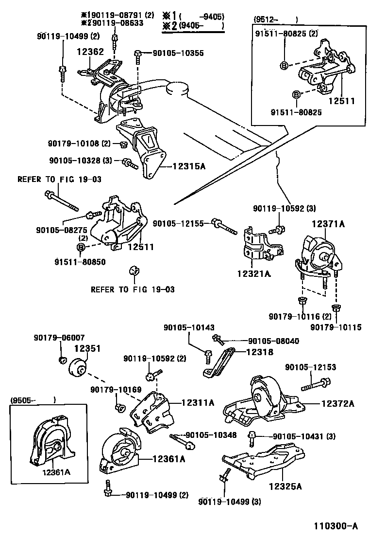 Toyota COROLLA Engine Mounting EPC diagram — 110300A