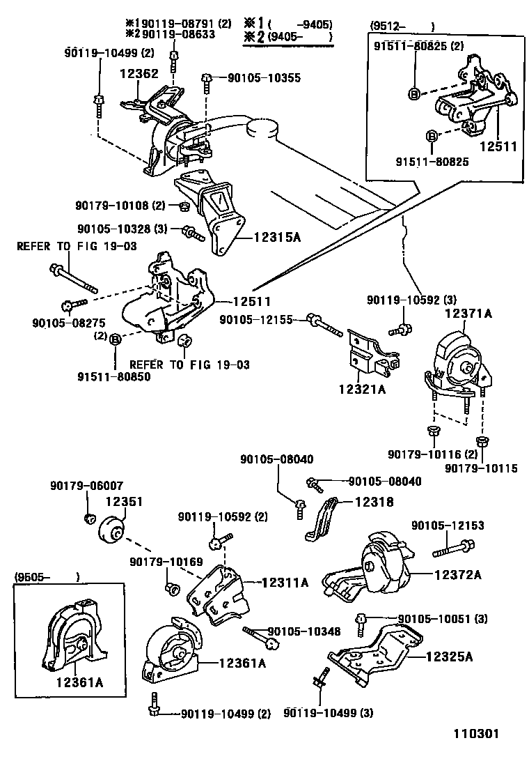 Toyota COROLLA Engine Mounting EPC diagram — 110301