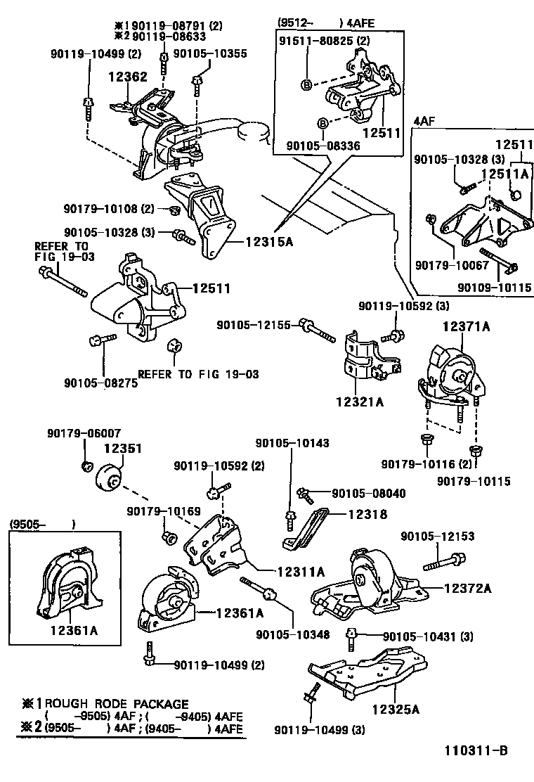 Toyota COROLLA Engine Mounting EPC diagram — 110311B