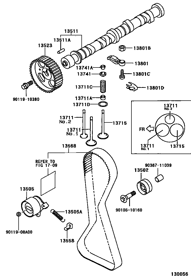 Toyota COROLLA Camshaft & Valve EPC diagram — 130056