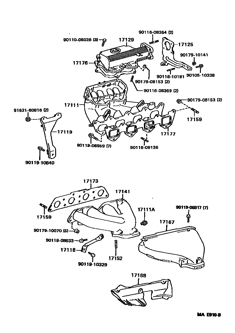 Toyota COROLLA Manifold EPC diagram — MAE910B