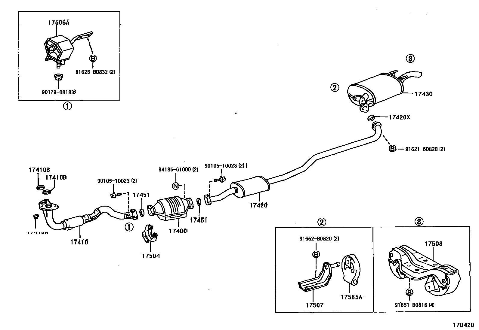 Toyota COROLLA Exhaust Pipe EPC diagram — 170420