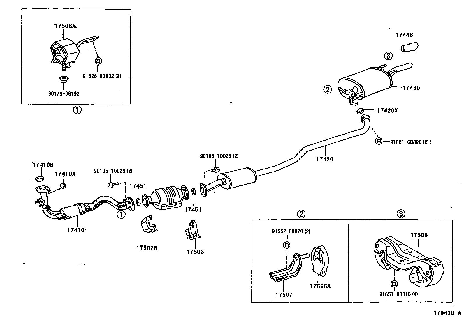 Toyota COROLLA Exhaust Pipe EPC diagram — 170430A