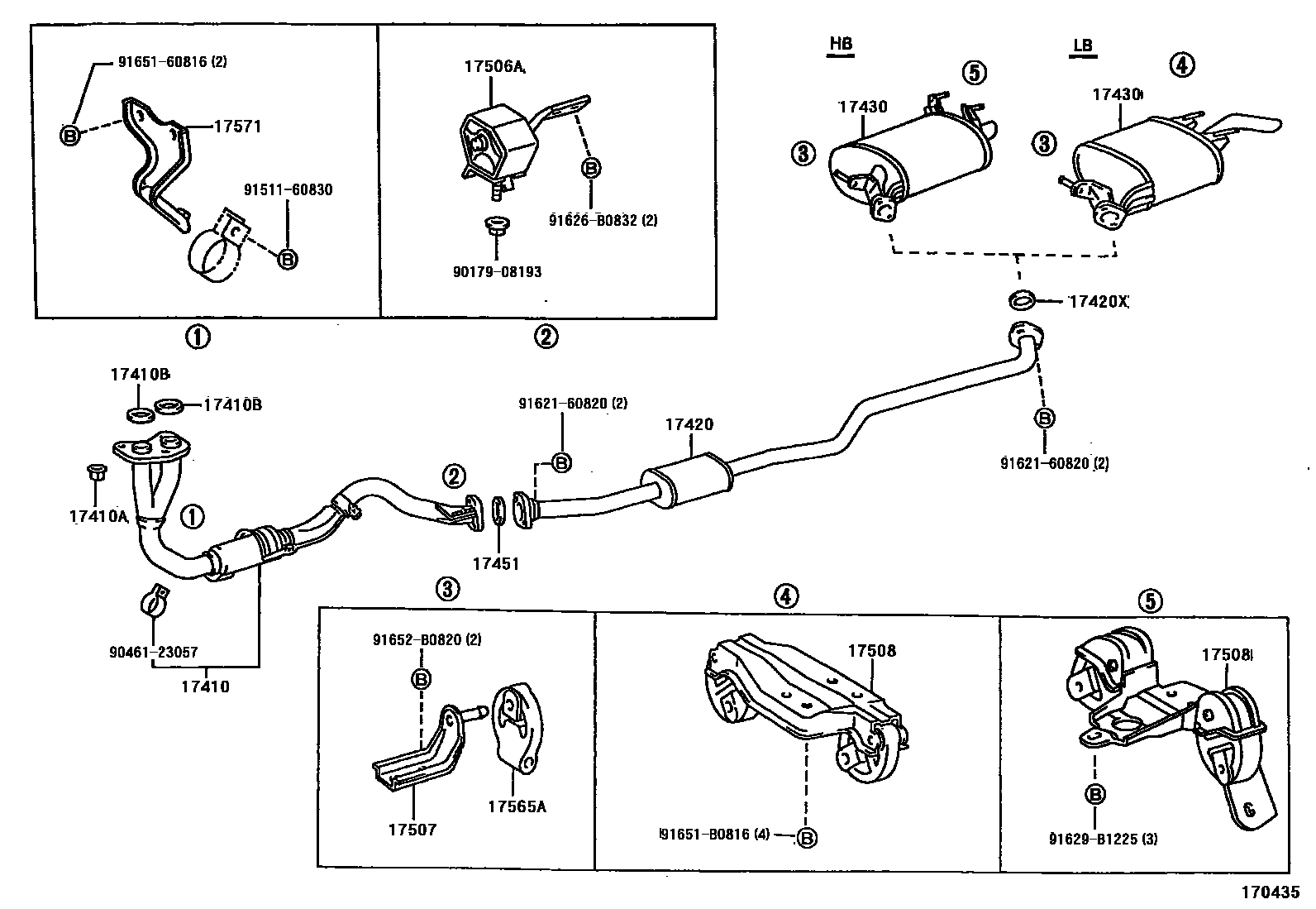 Toyota COROLLA Exhaust Pipe EPC diagram — 170435