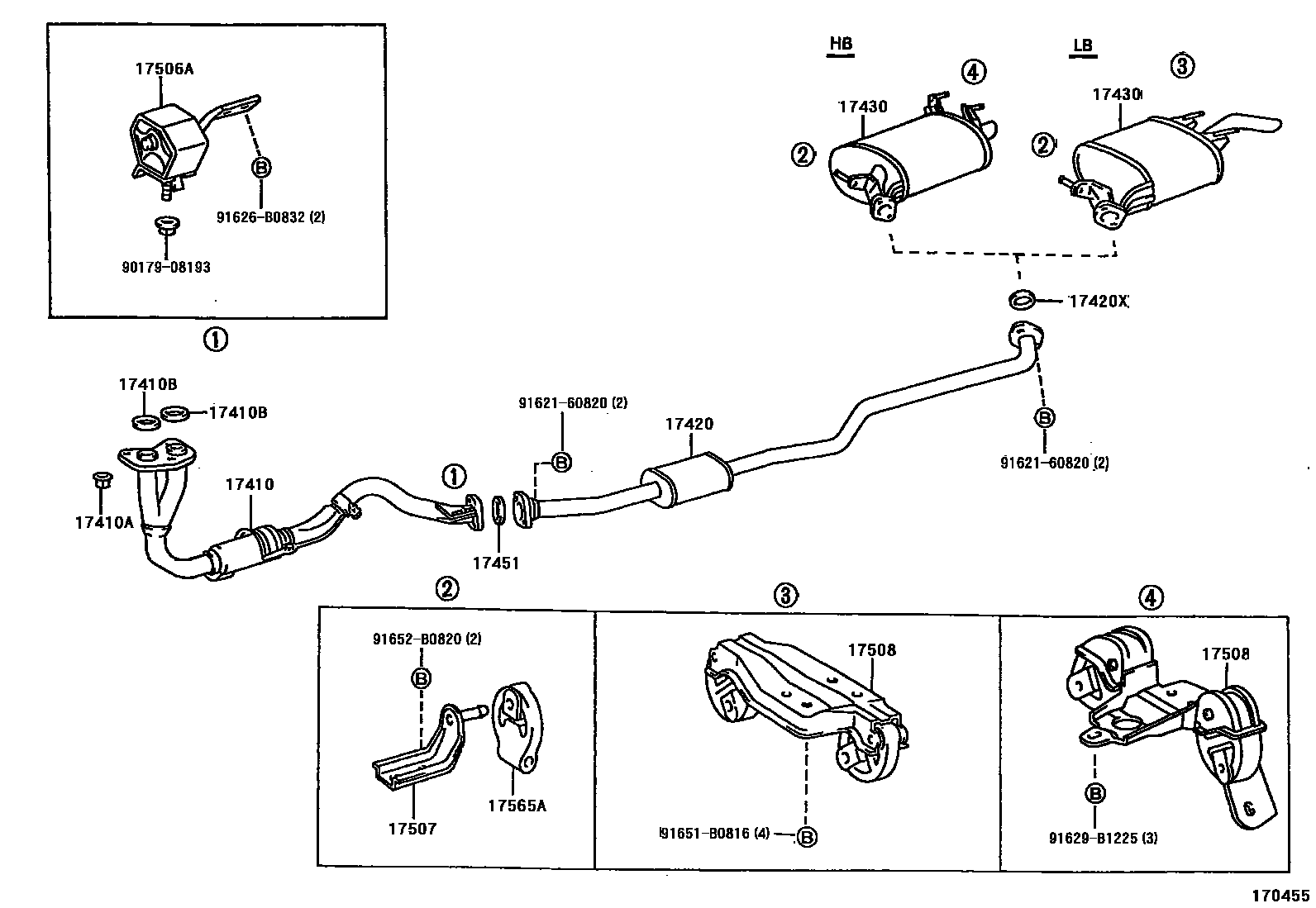 Toyota COROLLA Exhaust Pipe EPC diagram — 170455