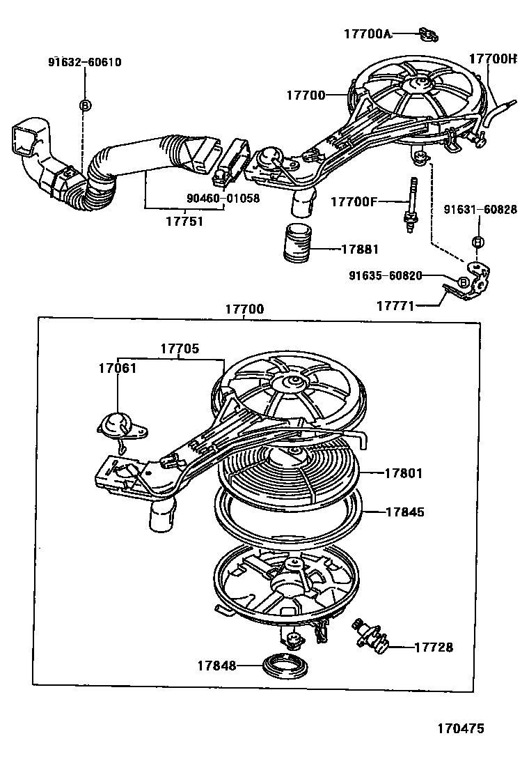 Toyota COROLLA Air Cleaner EPC diagram — 170475