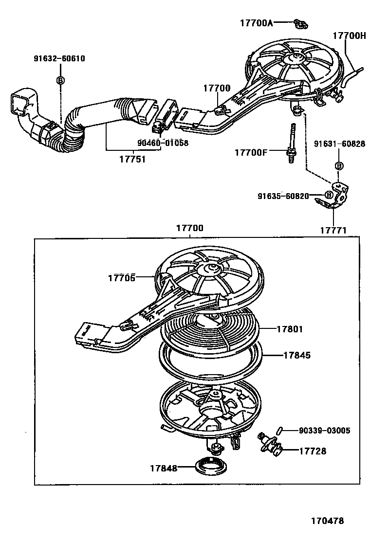 Toyota COROLLA Air Cleaner EPC diagram — 170478