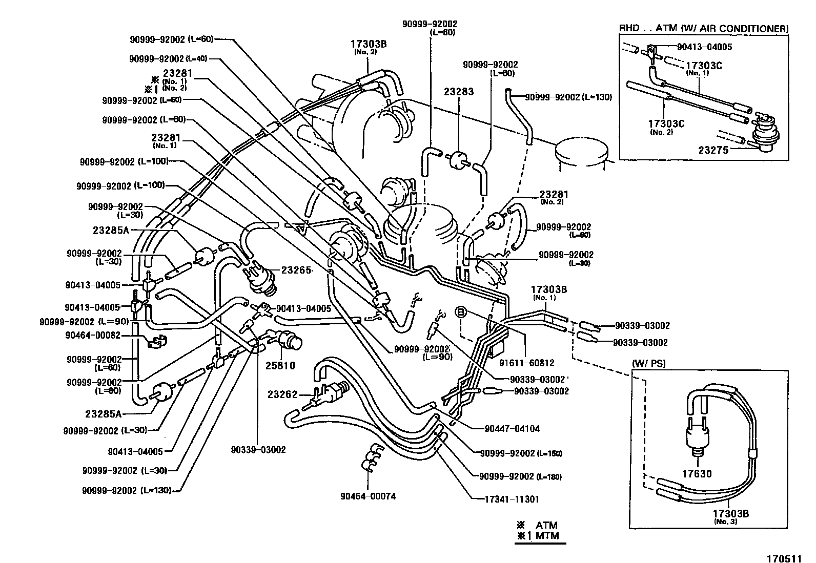 Toyota COROLLA vacuum tube EPC diagram — 170511