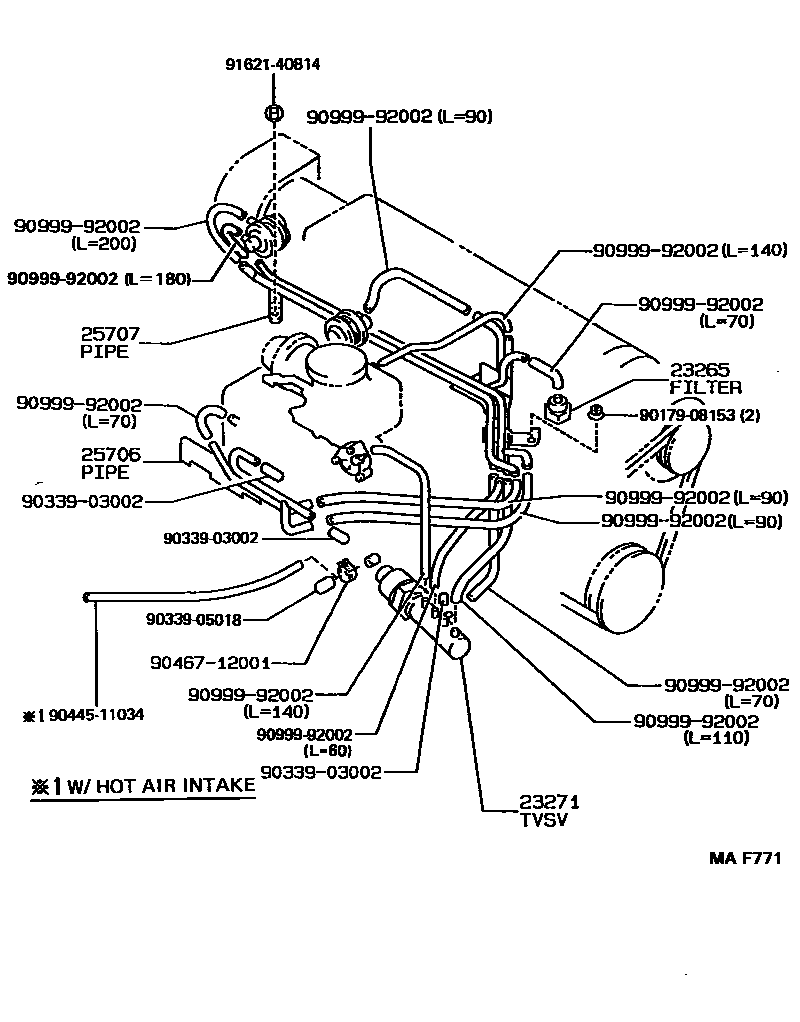 Toyota COROLLA vacuum tube EPC diagram — MAF771