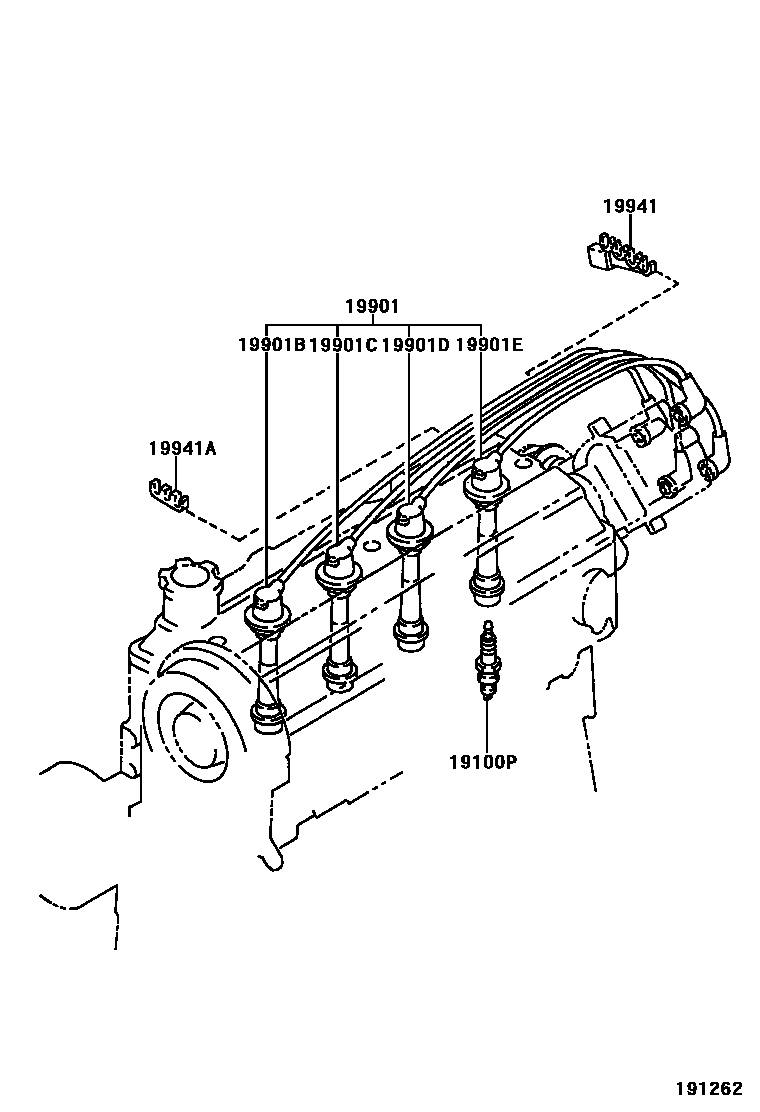Toyota COROLLA 点火线圈和火花塞 /电热塞 EPC diagram — 191262