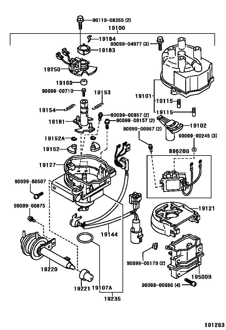 Toyota COROLLA 分电器 EPC diagram — 191263