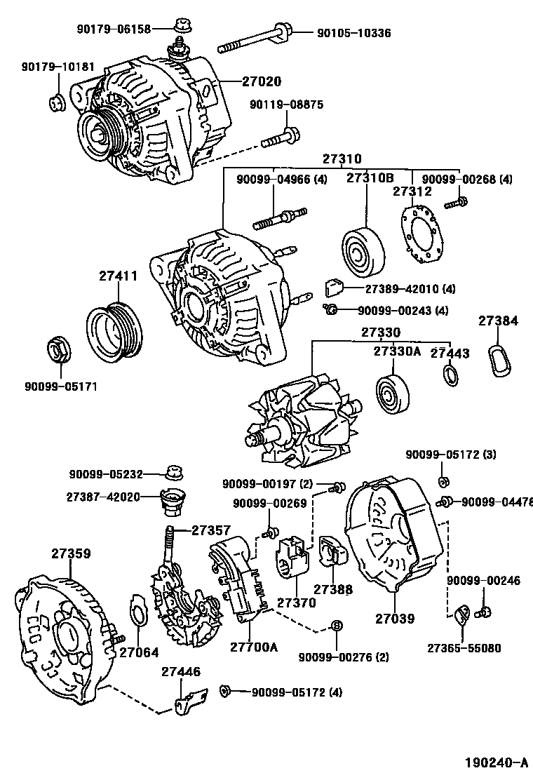 Toyota COROLLA Alternator EPC diagram — 190240A