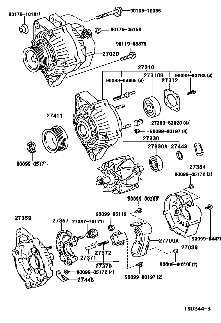 Toyota COROLLA Alternator EPC diagram — 190244B