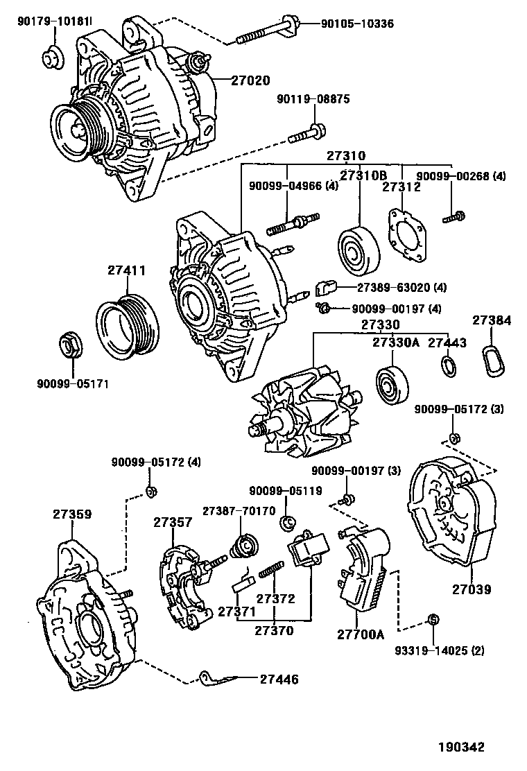 Toyota COROLLA Alternator EPC diagram — 190342