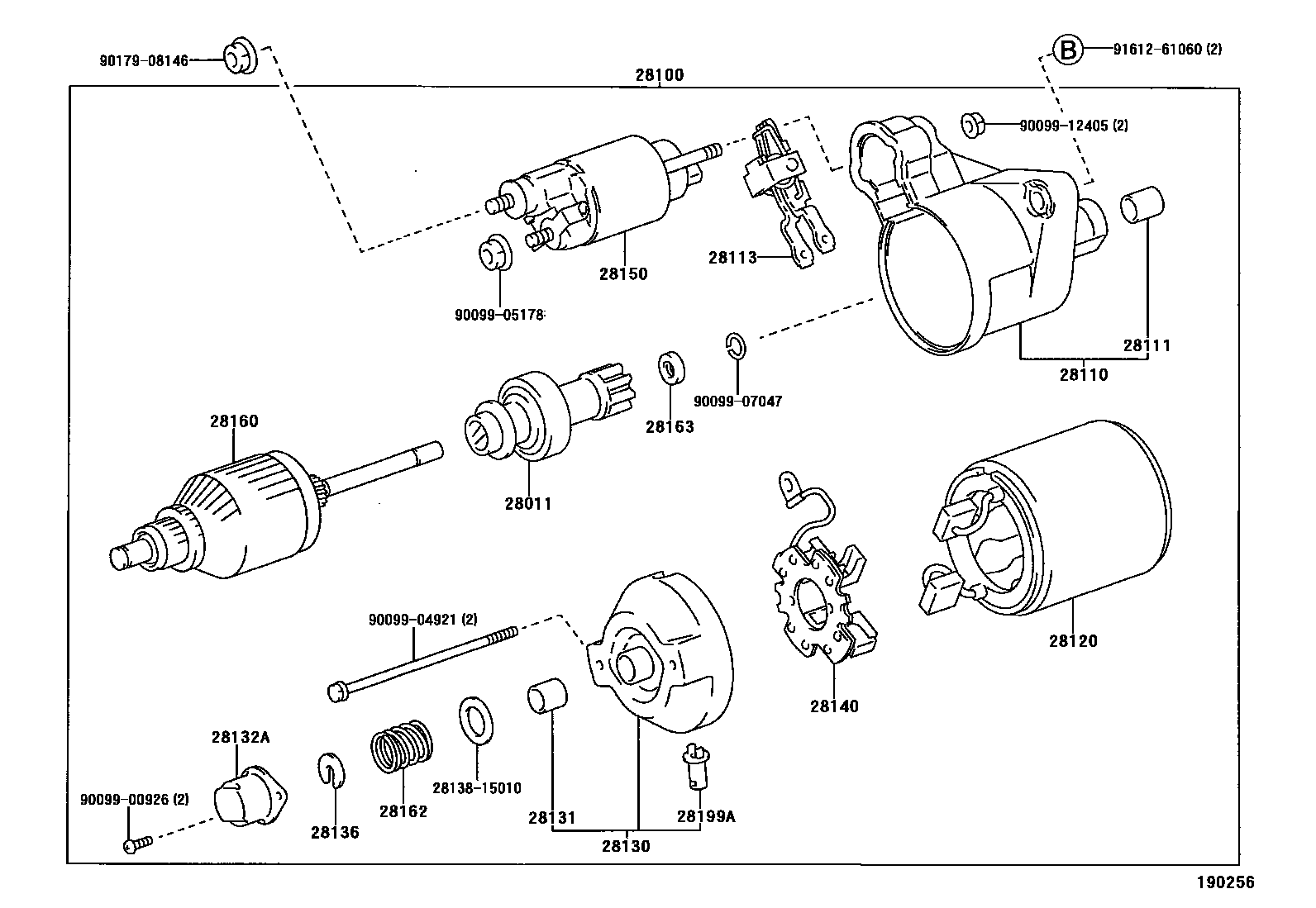 Toyota COROLLA 起动机 EPC diagram — 190256