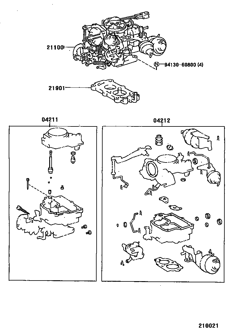 Toyota COROLLA carburetor assembly EPC diagram — 210021