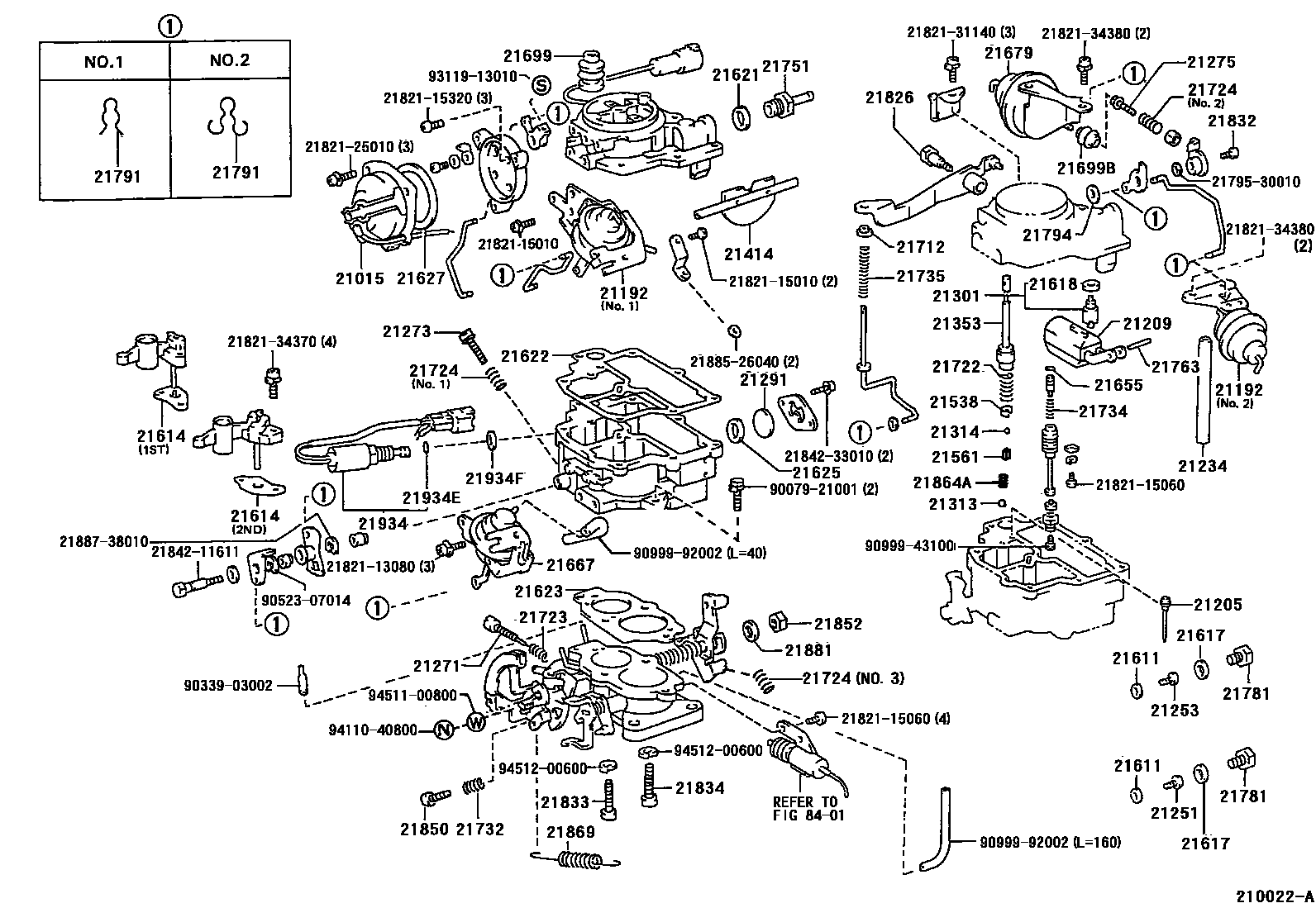 Toyota COROLLA 化油器 EPC diagram — 210022A
