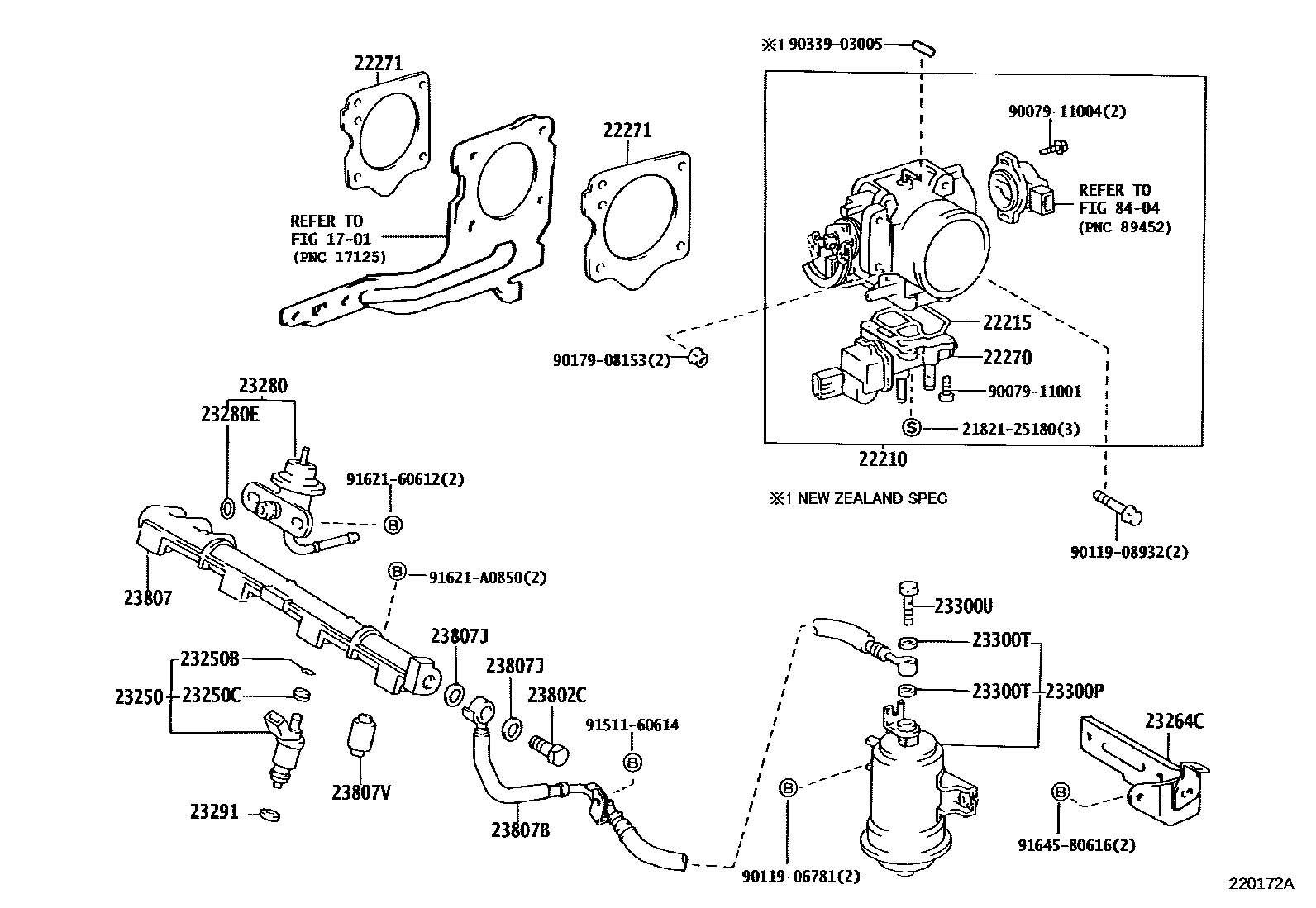 Toyota COROLLA 燃油喷射系统 EPC diagram — 220172A